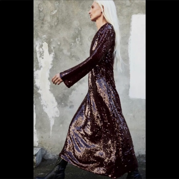 LAST size L NWT ZARA LIMITED EDITION SEQUIN DRESS - Picture 6 of 8